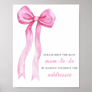Pink bow - Help the Busy Mum-to-Be Addressee Poster