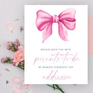 Pink bow - Help the Busy Parents-to-Be Addressee Poster