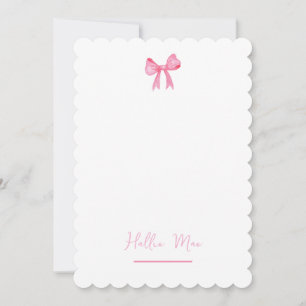 Pink Bow Horizontal Thank You Card