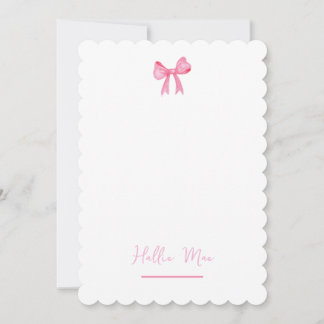 Pink Bow Horizontal Thank You Card
