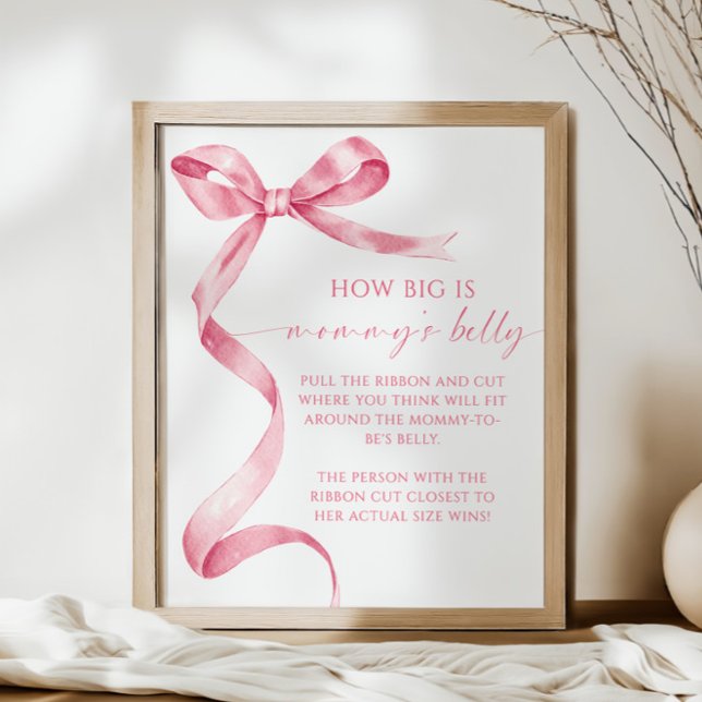 Pink Bow How Big is Mummy's Belly Baby Shower Game Poster (Creator Uploaded)