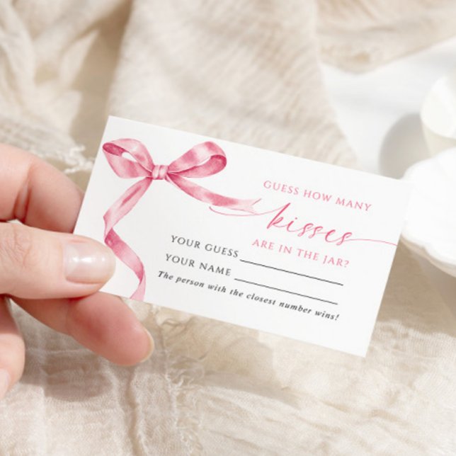 Pink Bow How Many Kisses Shower Game card (Creator Uploaded)