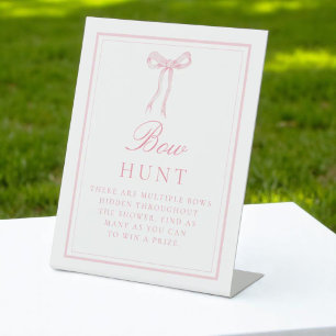 Pink Bow Hunt Coquette Find The Bows Guess Game Pedestal Sign