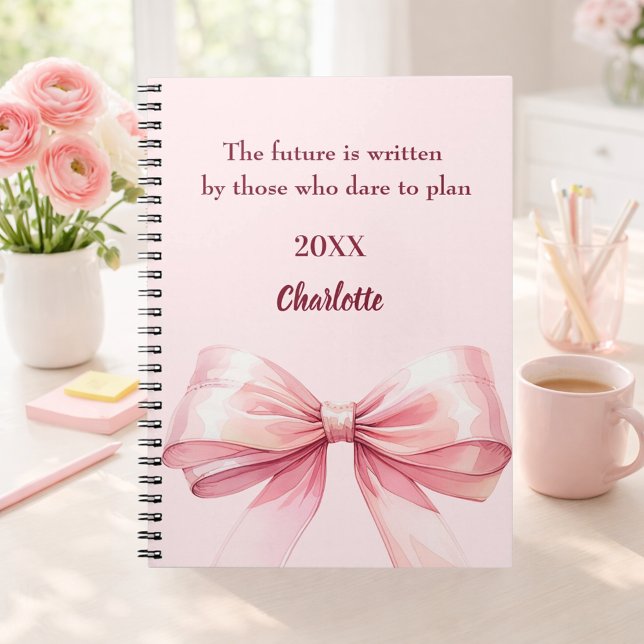 Pink bow inspirational quote notebook (Creator Uploaded)