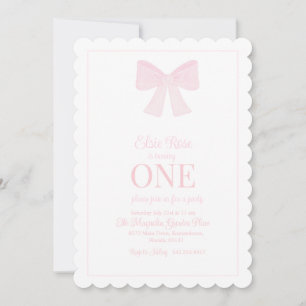 Pink Bow Invitation Grandmillennial Preppy