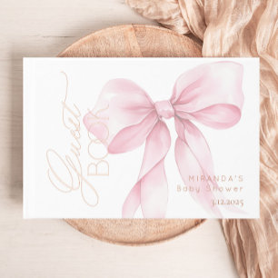 Pink Bow It's a girl Baby girl Shower Guest Book