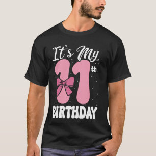 Pink Bow It's My 1th Birthday Coquette Girls Prete T-Shirt