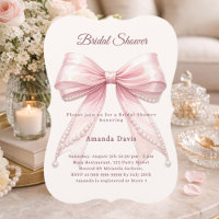 Pink bow ivory pearls elegant Bridal Shower