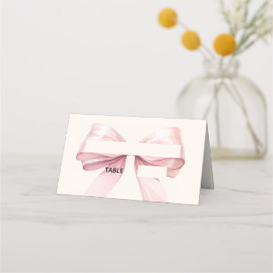 Pink Bow Ivory Place Cards   Elegant Folded