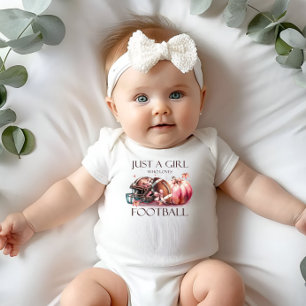 Pink Bow Just a girl who loves football Toddler Baby Bodysuit