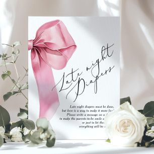 Pink Bow Late night diapers Baby shower game Poster