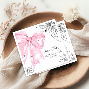 Pink Bow Little Boo Halloween Baby Shower Napkin
