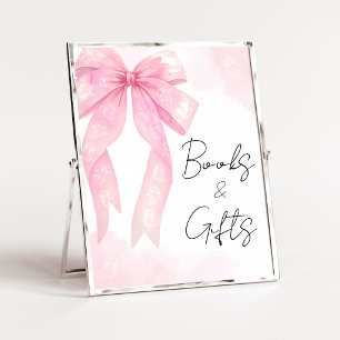 Pink Bow Little Boo Shower Books and Gifts Sign