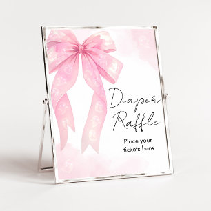 Pink Bow Little Boo Shower Diaper Raffle Sign