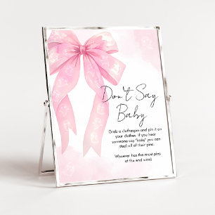 Pink Bow Little Boo Shower Don't Say Baby Sign