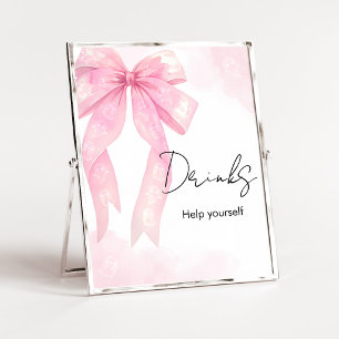 Pink Bow Little Boo Shower Drinks Sign