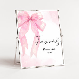 Pink Bow Little Boo Shower Favours Sign