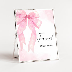 Pink Bow Little Boo Shower Food Sign