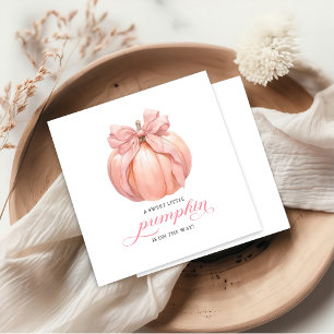 Pink Bow Little Pumpkin Baby Shower Napkins