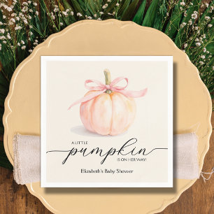 Pink Bow Little Pumpkin Girl Baby Shower Napkin