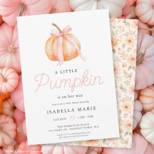 Pink Bow Little Pumpkin On The Way Baby Shower