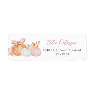 Pink Bow Little Pumpkin Return Address Labels