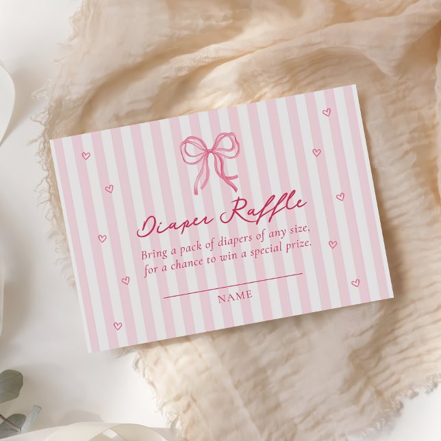 Pink Bow Little Sweetheart Diaper Raffle Card (Creator Uploaded)