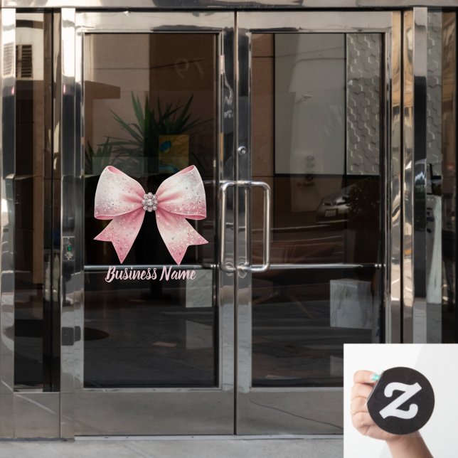  pink bow logo window cling (Office Door)