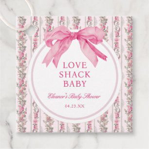 Pink Bow Love Shack Baby Shower Favour Tags