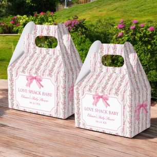 Pink Bow Love Shack Baby Shower Girl Favour Box