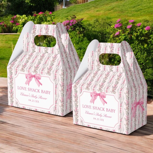 Pink Bow Love Shack Baby Shower Girl Favour Box (Creator Uploaded)