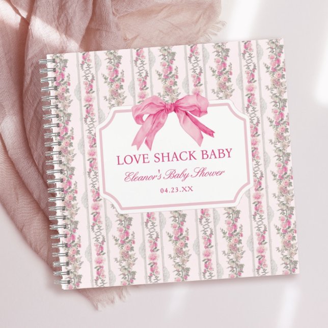 Pink Bow Love Shack Baby Shower Guestbook Notebook (Creator Uploaded)