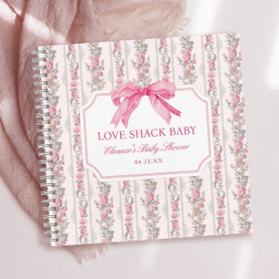 Pink Bow Love Shack Baby Shower Guestbook Notebook