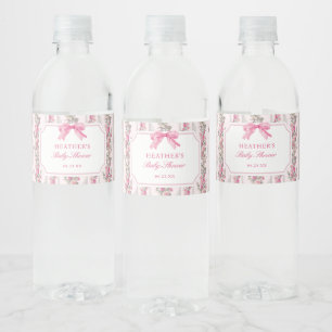 Pink Bow Love Shack Bridal Shower Water Bottle Label