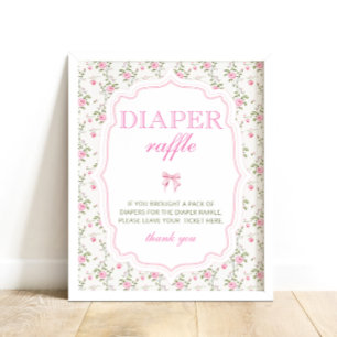Pink Bow Love Shack Cute Shower Diaper Raffle  Poster