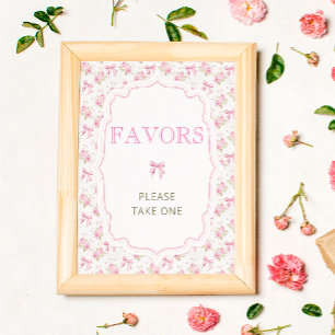 Pink Bow Love Shack Elegant Baby Shower Favours Poster