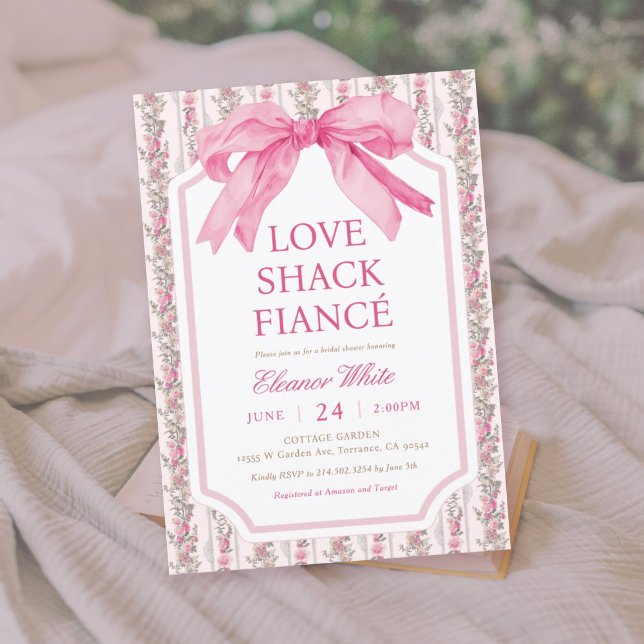 Pink Bow Love Shack Fiance Bridal Shower Invitation (Creator Uploaded)