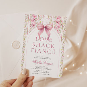 Pink Bow Love Shack Fiance Bridal Shower Invitation