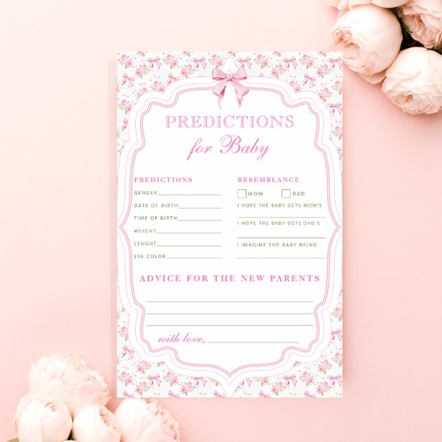 Pink Bow Love Shack Predictions for Baby Card (Creator Uploaded)