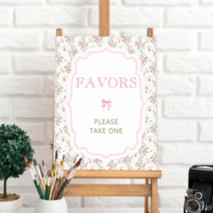 Pink Bow Love Shack Vintage Baby Shower Favours Poster