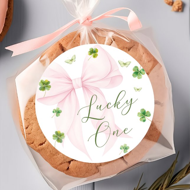 Pink Bow Lucky One 1st Birthday Sticker (Creator Uploaded)