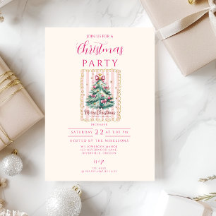 Pink Bow Merry Christmas Invitation