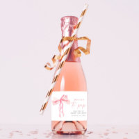Pink Bow Mini Sparkling Wine Labels Ready to Pop