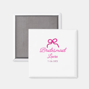 PINK BOW minimaladd name bridesmaid gift year Magnet