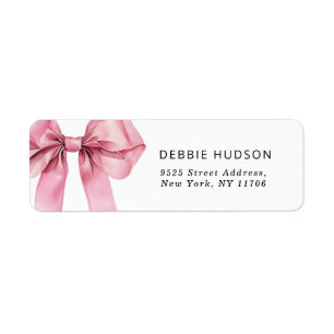 Pink Bow minimalist elegant Return Address