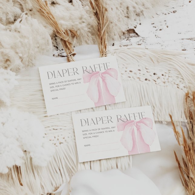 Pink Bow Minimalist Girl Baby Shower Diaper Enclosure Card (Creator Uploaded)