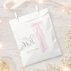 Pink Bow Minimalist Girl Baby Shower Favour Bags