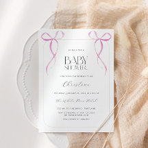 Pink Bow Minimalist Girl Baby Shower