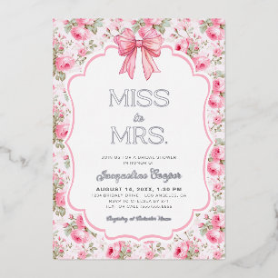 Pink Bow Miss to Mrs Bridal Shower Real Silver