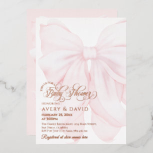 Pink Bow Modern Elegant Girl Baby Shower